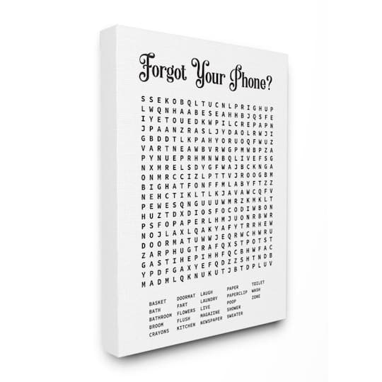 Stupell Industries Bathroom Word Search Puzzle Canvas Wall Art